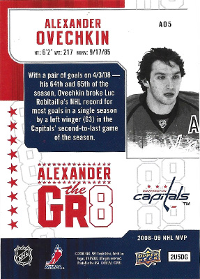 ALEXANDER OVECHKIN 2008-09 UPPER DECK MVP - ALEXANDER THE GR8 No. AO5 -- back