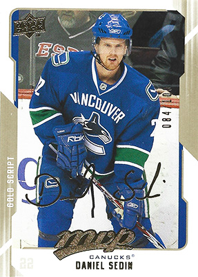 DANIEL SEDIN 2008-09 UPPER DECK MVP - GOLD SCRIPT No. 281  -- devant