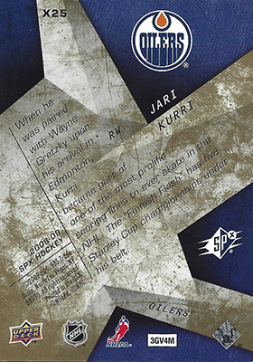 JARI KURRI 2008-09 SPx - SPXCITEMENT SPECTRUM No. X-25  -- arrière