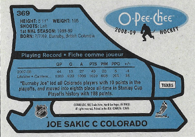 JOE SAKIC 2008-09 O-PEE-CHEE - RETRO No. 369 -- back
