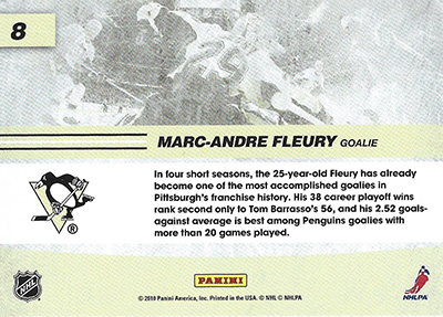 MARC-ANDRE FLEURY 2010-11 SCORE - NET CAM No. 8  -- arrière
